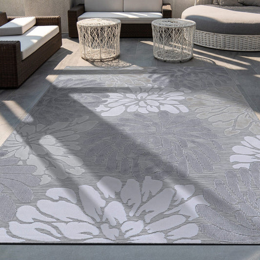 Tapis d'intérieur et d'extérieur à motif floral VILLADECOR, à poils courts et longs, pour terrasse