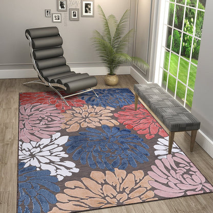 Tapis d'intérieur et d'extérieur à motif floral VILLADECOR, à poils courts et longs, pour terrasse