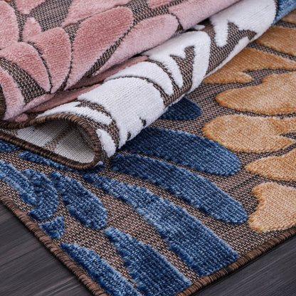 Tapis d'intérieur et d'extérieur à motif floral VILLADECOR, à poils courts et longs, pour terrasse