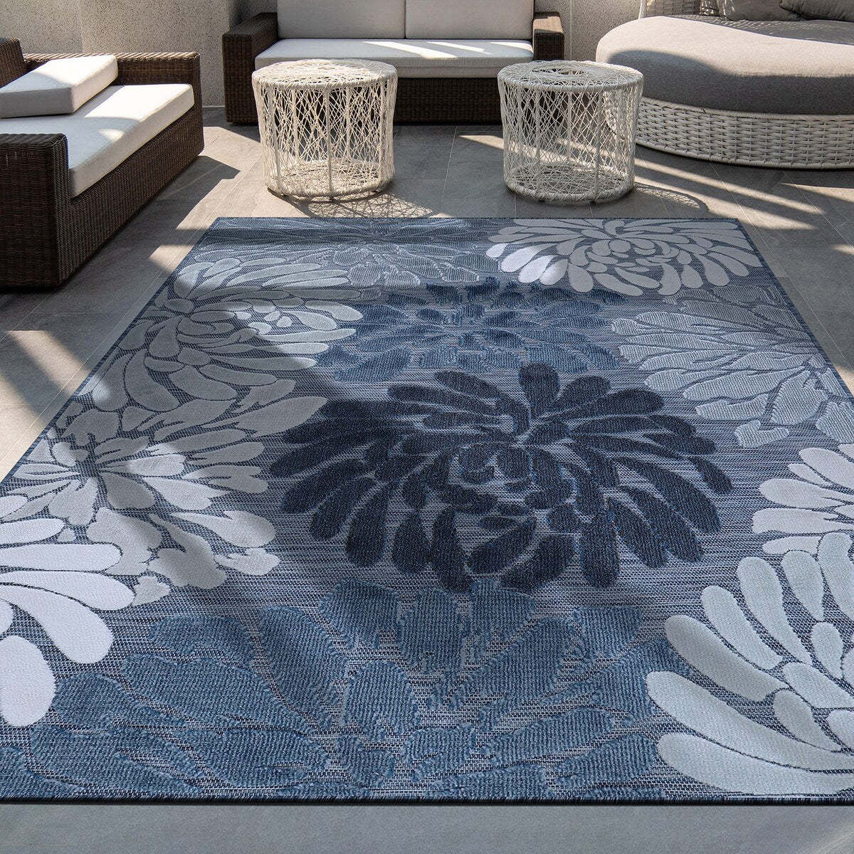 Tapis d'intérieur et d'extérieur à motif floral VILLADECOR, à poils courts et longs, pour terrasse