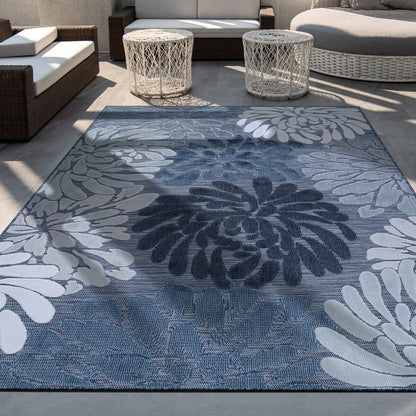 Tapis d'intérieur et d'extérieur à motif floral VILLADECOR, à poils courts et longs, pour terrasse