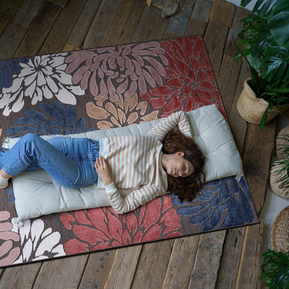Tapis d'intérieur et d'extérieur à motif floral VILLADECOR, à poils courts et longs, pour terrasse