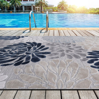 Tapis d'intérieur et d'extérieur à motif floral VILLADECOR, à poils courts et longs, pour terrasse