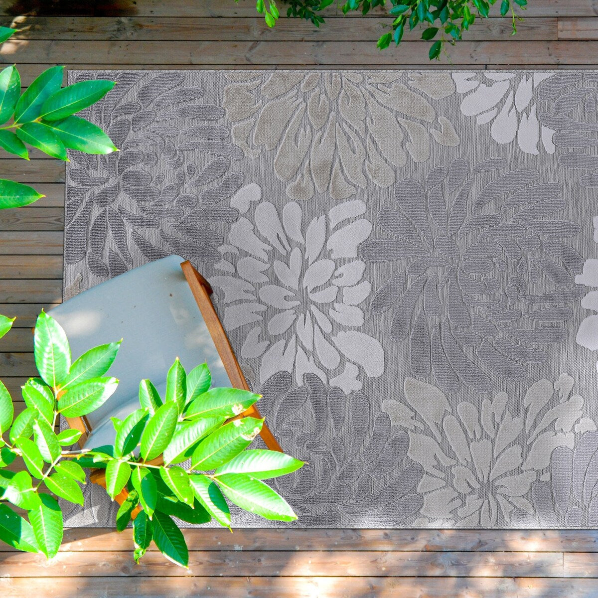 Tapis d'intérieur et d'extérieur à motif floral VILLADECOR, à poils courts et longs, pour terrasse