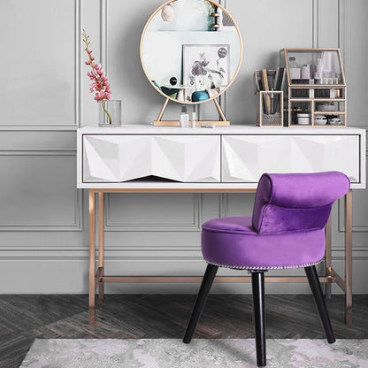 Tabouret de maquillage VEIKOUS avec dossier bas et pieds en bois - 17,3 x 15,7 x 25,1