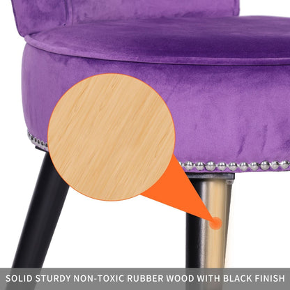 Tabouret de maquillage VEIKOUS avec dossier bas et pieds en bois - 17,3 x 15,7 x 25,1