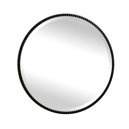 Miroir de salle de bain rond vintage avec cadre perlé