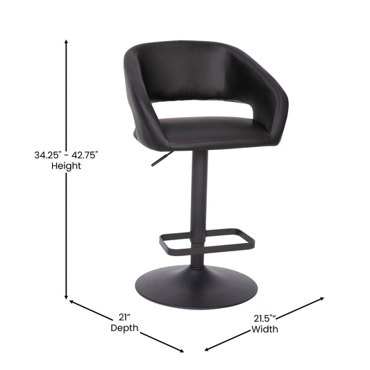 Tabouret de bar moderne rembourré à hauteur réglable avec dossier arrondi