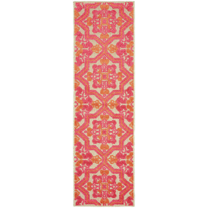Tapis d'intérieur et d'extérieur Vista Home Capri à poils mixtes rose/orange à motif floral.