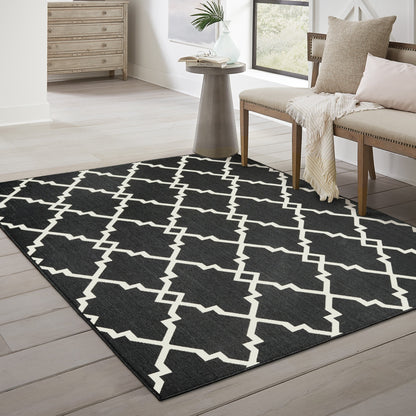 Tapis d'intérieur et d'extérieur Vista Home Malta Lattice noir/blanc cassé.