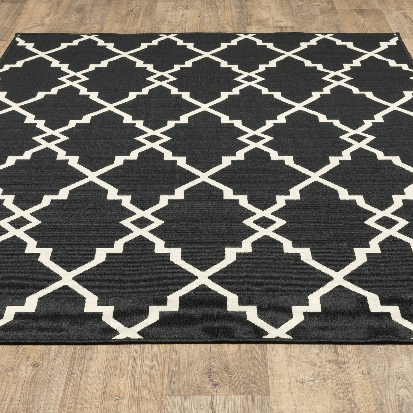 Tapis d'intérieur et d'extérieur Vista Home Malta Lattice noir/blanc cassé.