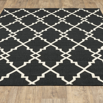 Tapis d'intérieur et d'extérieur Vista Home Malta Lattice noir/blanc cassé.