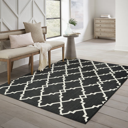 Tapis d'intérieur et d'extérieur Vista Home Malta Lattice noir/blanc cassé.