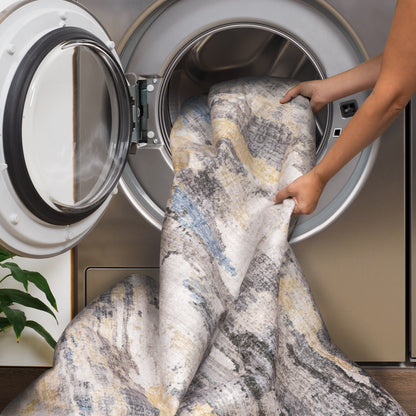 Tapis d'intérieur lavable abstrait gris/bleu de Vista Home Marissa