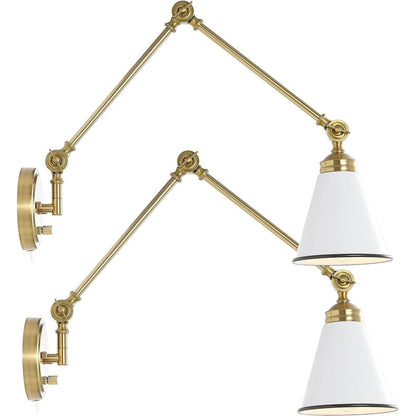 Applique murale industrielle à bras pivotant WINGBO avec abat-jour en métal, paquet de 2...