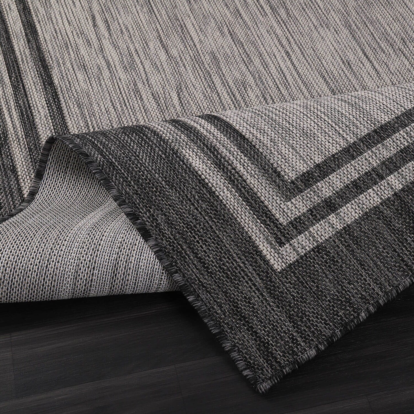 Tapis d'intérieur et d'extérieur lavable à bordures pour patio, terrasse et porche