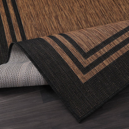 Tapis d'intérieur et d'extérieur lavable à bordures pour patio, terrasse et porche