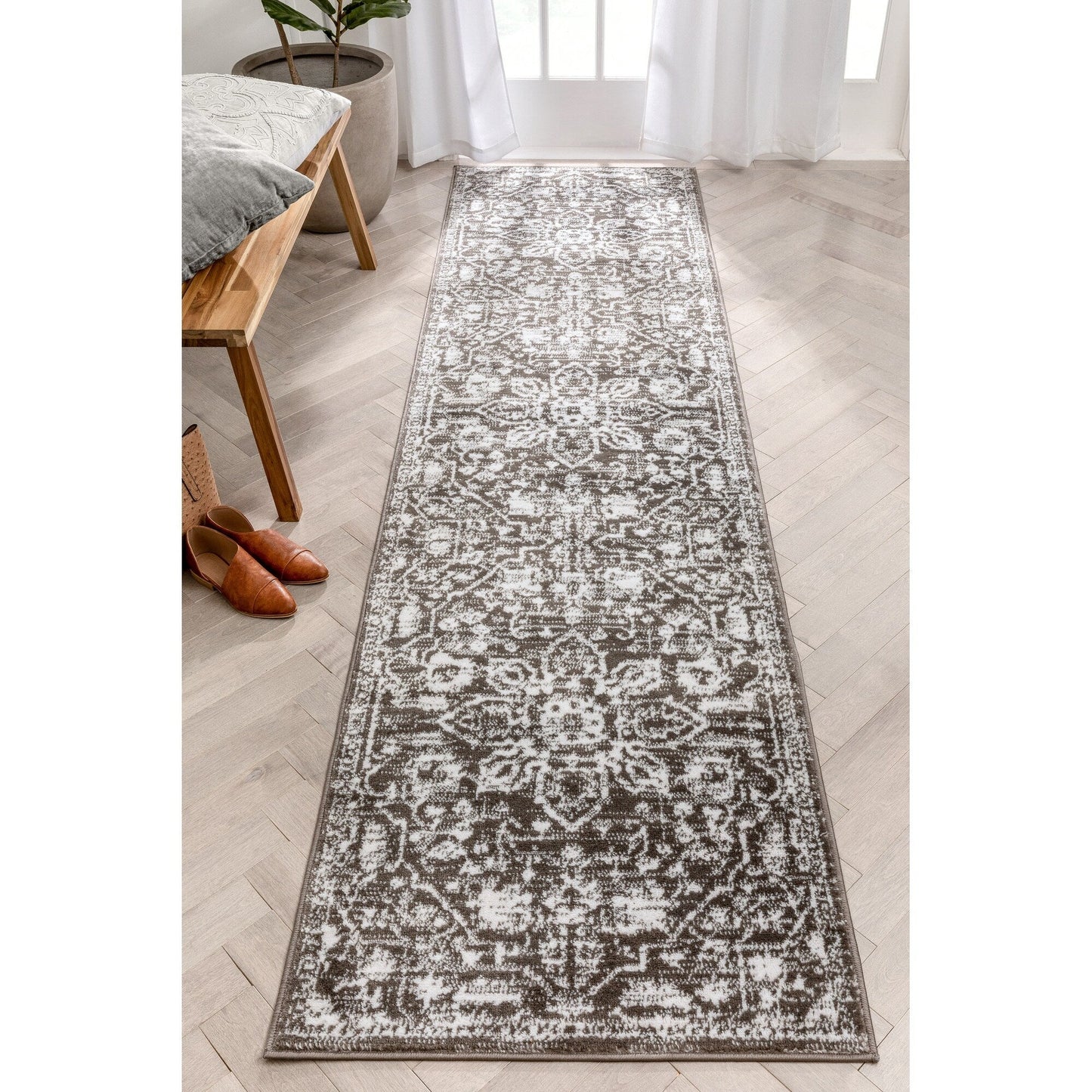 Tapis oriental bohème vintage à motif floral bien tissé Dazzle Disa