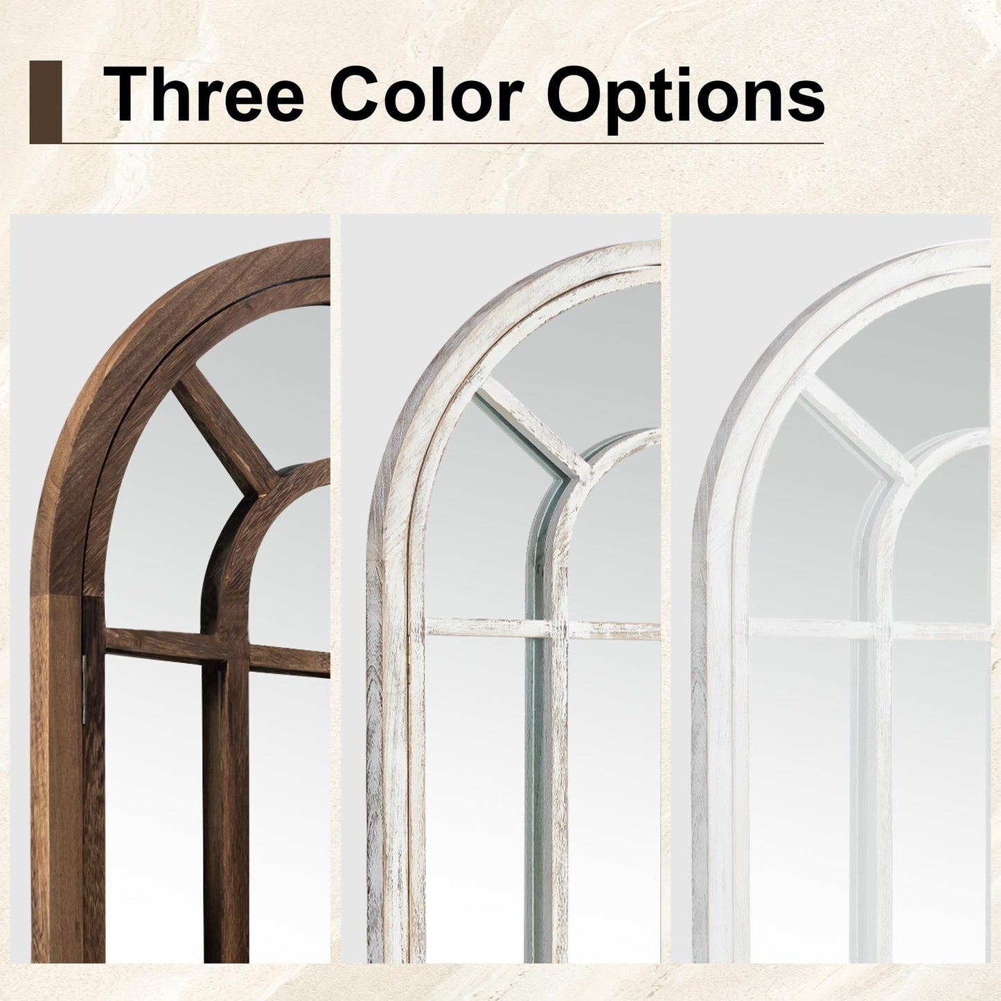 Miroir de fenêtre en bois arqué 71'' L x 31'' l