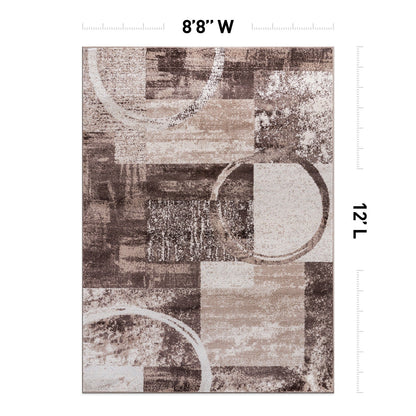 Tapis circulaire abstrait en polypropylène fabriqué à la machine, World Rug Gallery