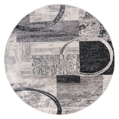 Tapis circulaire abstrait en polypropylène fabriqué à la machine, World Rug Gallery