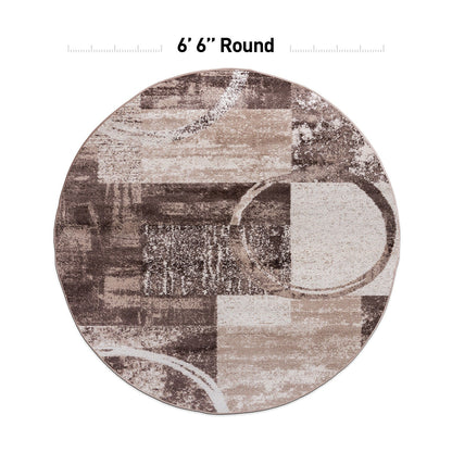 Tapis circulaire abstrait en polypropylène fabriqué à la machine, World Rug Gallery