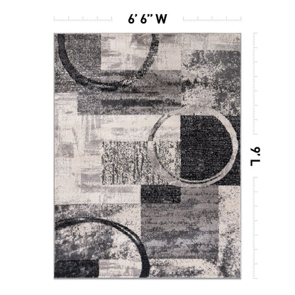 Tapis circulaire abstrait en polypropylène fabriqué à la machine, World Rug Gallery