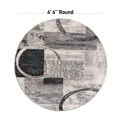 Tapis circulaire abstrait en polypropylène fabriqué à la machine, World Rug Gallery