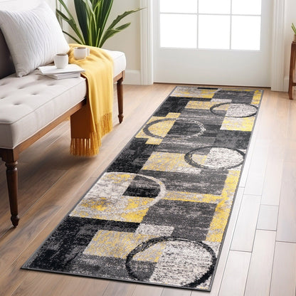 Tapis circulaire abstrait en polypropylène fabriqué à la machine, World Rug Gallery