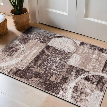 Tapis circulaire abstrait en polypropylène fabriqué à la machine, World Rug Gallery