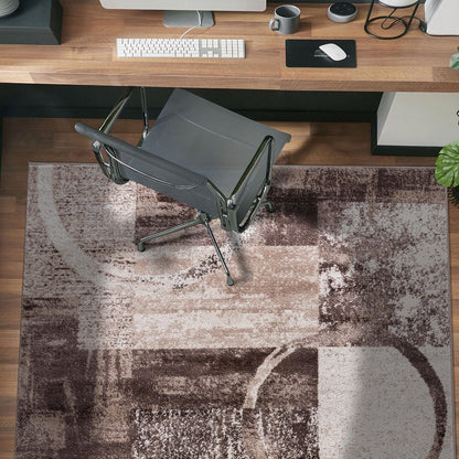 Tapis circulaire abstrait en polypropylène fabriqué à la machine, World Rug Gallery