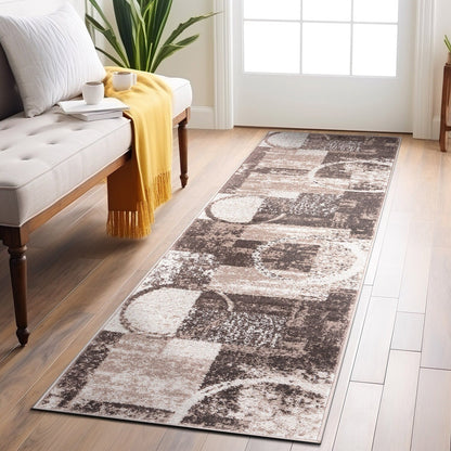 Tapis circulaire abstrait en polypropylène fabriqué à la machine, World Rug Gallery