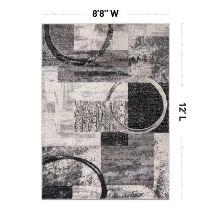 Tapis circulaire abstrait en polypropylène fabriqué à la machine, World Rug Gallery