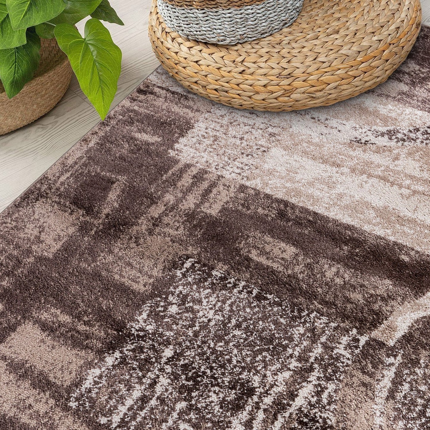 Tapis circulaire abstrait en polypropylène fabriqué à la machine, World Rug Gallery