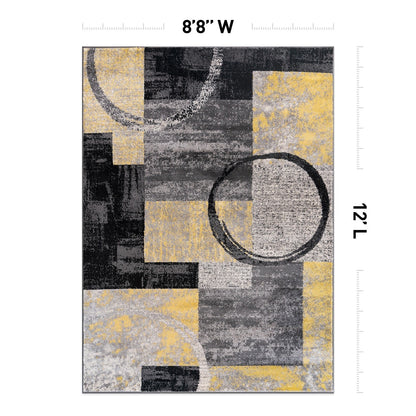 Tapis circulaire abstrait en polypropylène fabriqué à la machine, World Rug Gallery