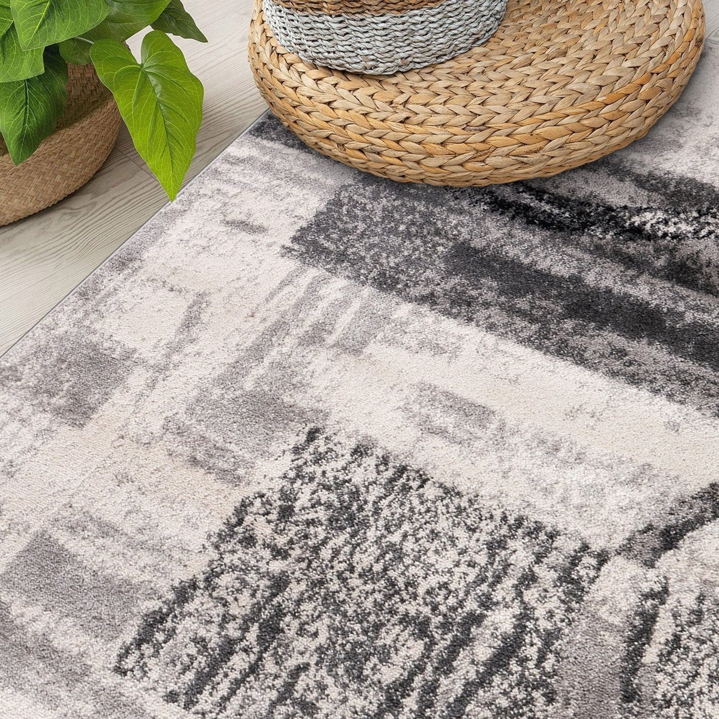 Tapis circulaire abstrait en polypropylène fabriqué à la machine, World Rug Gallery