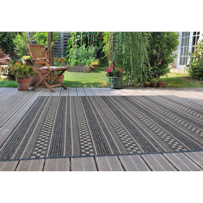 Tapis d'intérieur/extérieur à rayures géométriques bohèmes World Rug Gallery