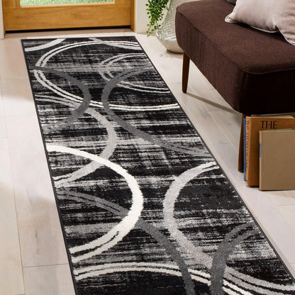 Tapis contemporain à motifs abstraits de cercles de la World Rug Gallery