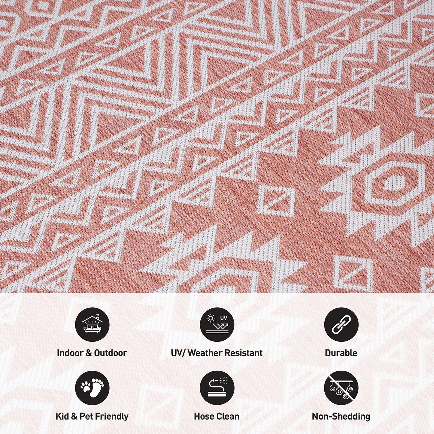 Tapis d'intérieur/extérieur texturé à motif géométrique bohème vieilli World Rug Gallery