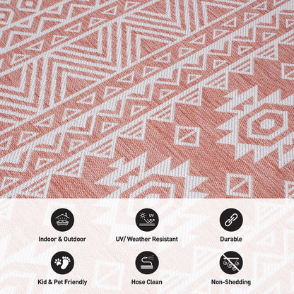 Tapis d'intérieur/extérieur texturé à motif géométrique bohème vieilli World Rug Gallery