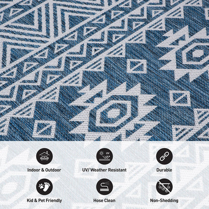 Tapis d'intérieur/extérieur texturé à motif géométrique bohème vieilli World Rug Gallery