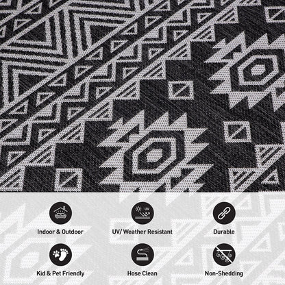 Tapis d'intérieur/extérieur texturé à motif géométrique bohème vieilli World Rug Gallery