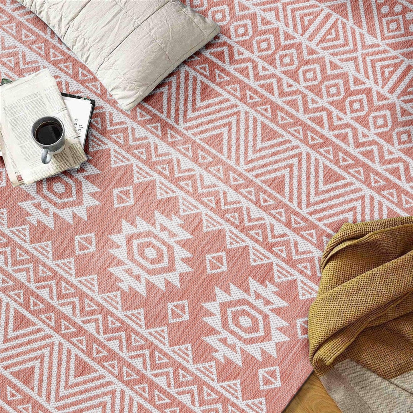 Tapis d'intérieur/extérieur texturé à motif géométrique bohème vieilli World Rug Gallery