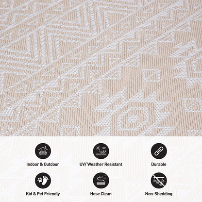 Tapis d'intérieur/extérieur texturé à motif géométrique bohème vieilli World Rug Gallery