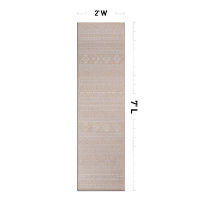 Tapis d'intérieur/extérieur texturé à motif géométrique bohème vieilli World Rug Gallery