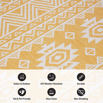 Tapis d'intérieur/extérieur texturé à motif géométrique bohème vieilli World Rug Gallery