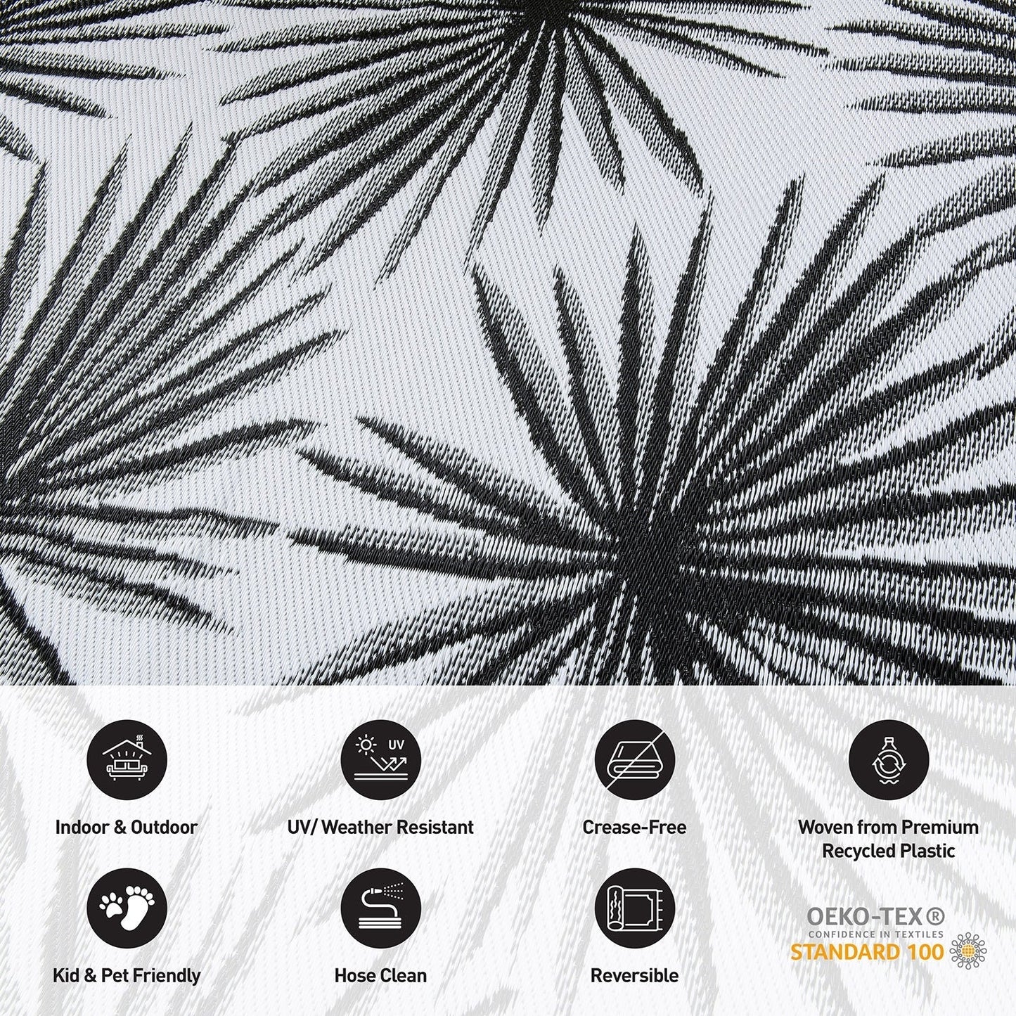 Tapis d'extérieur réversibles en plastique recyclé à motifs floraux tropicaux de la World Rug Gallery