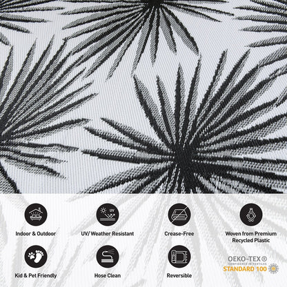 Tapis d'extérieur réversibles en plastique recyclé à motifs floraux tropicaux de la World Rug Gallery