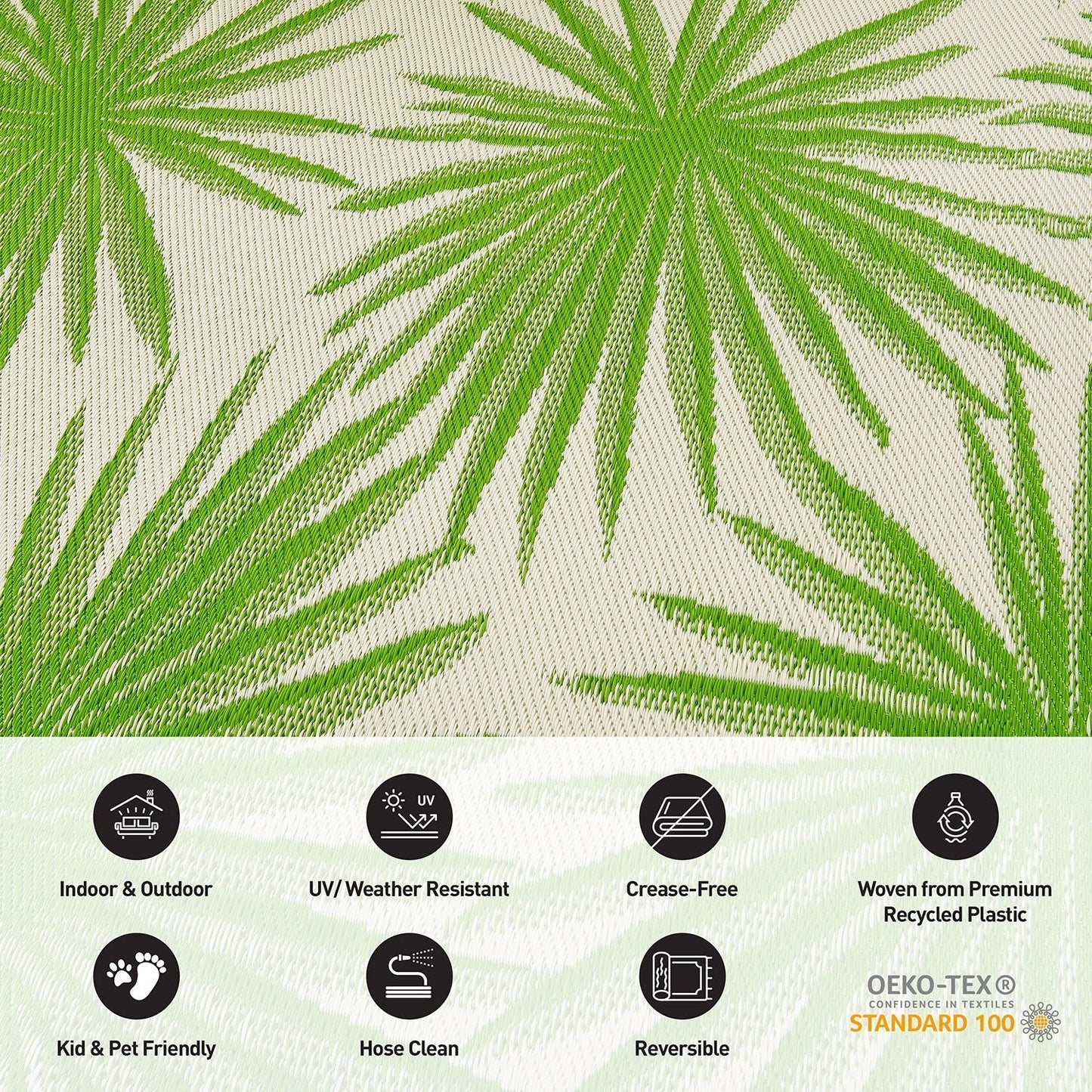 Tapis d'extérieur réversibles en plastique recyclé à motifs floraux tropicaux de la World Rug Gallery