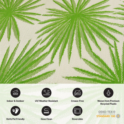 Tapis d'extérieur réversibles en plastique recyclé à motifs floraux tropicaux de la World Rug Gallery